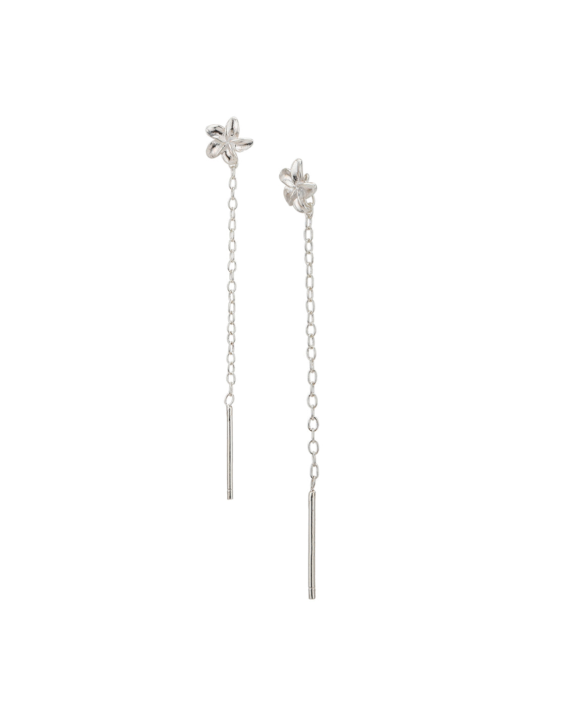 925 Sterling Silver Rhodium Plated Floral Drop Earring