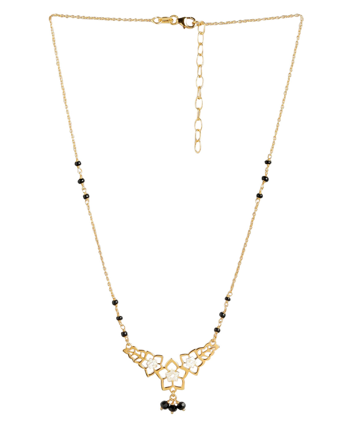 925 Sterling Silver 18kt Gold Plated and Glass Bead Floral Mangalsutra