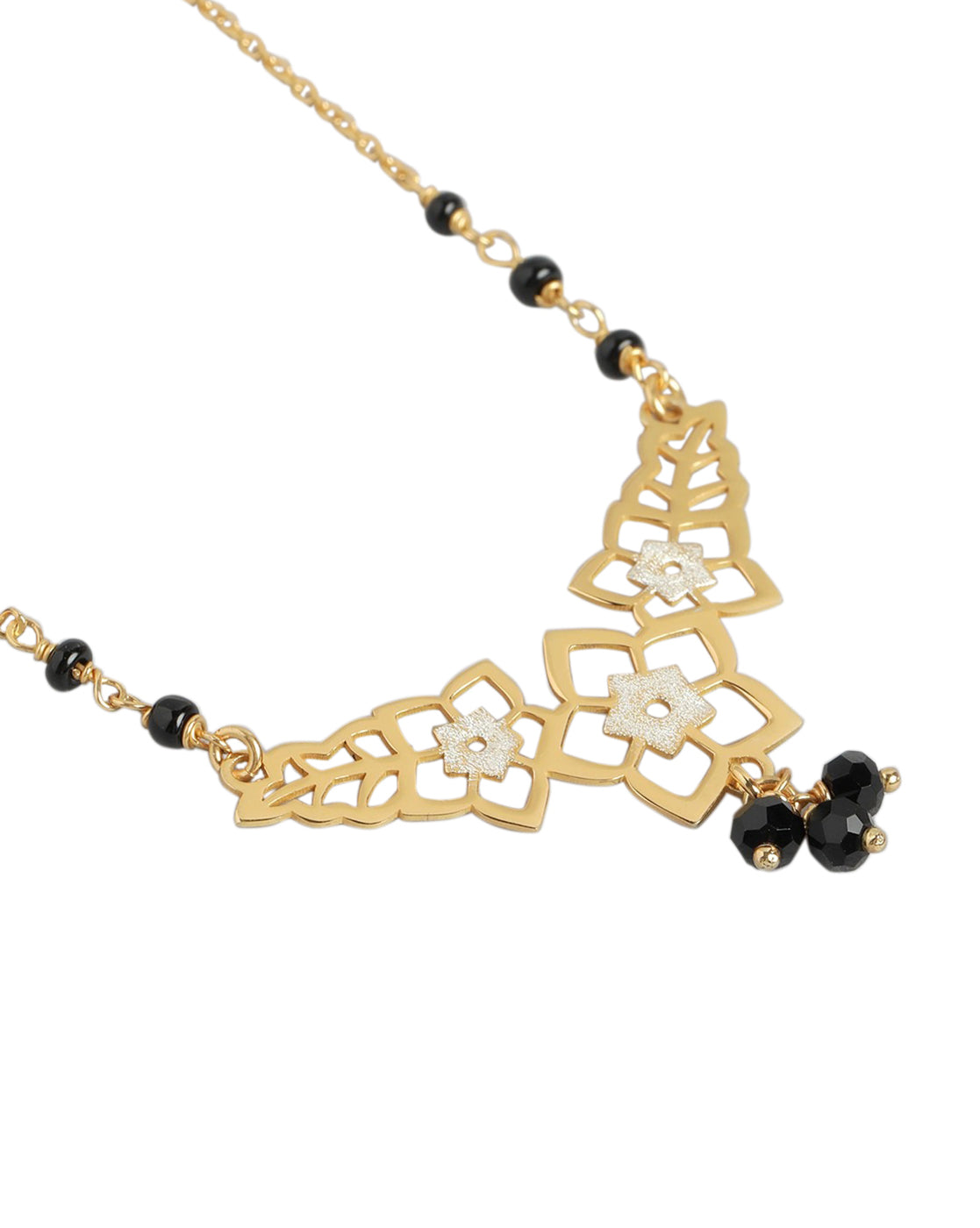 925 Sterling Silver 18kt Gold Plated and Glass Bead Floral Mangalsutra
