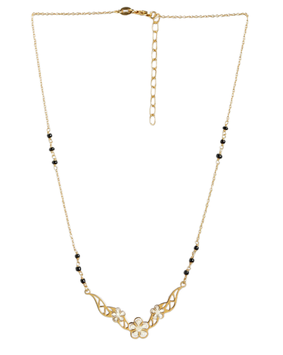 925 Sterling Silver 18kt Gold Plated with Glass Bead Floral Mangalsutra