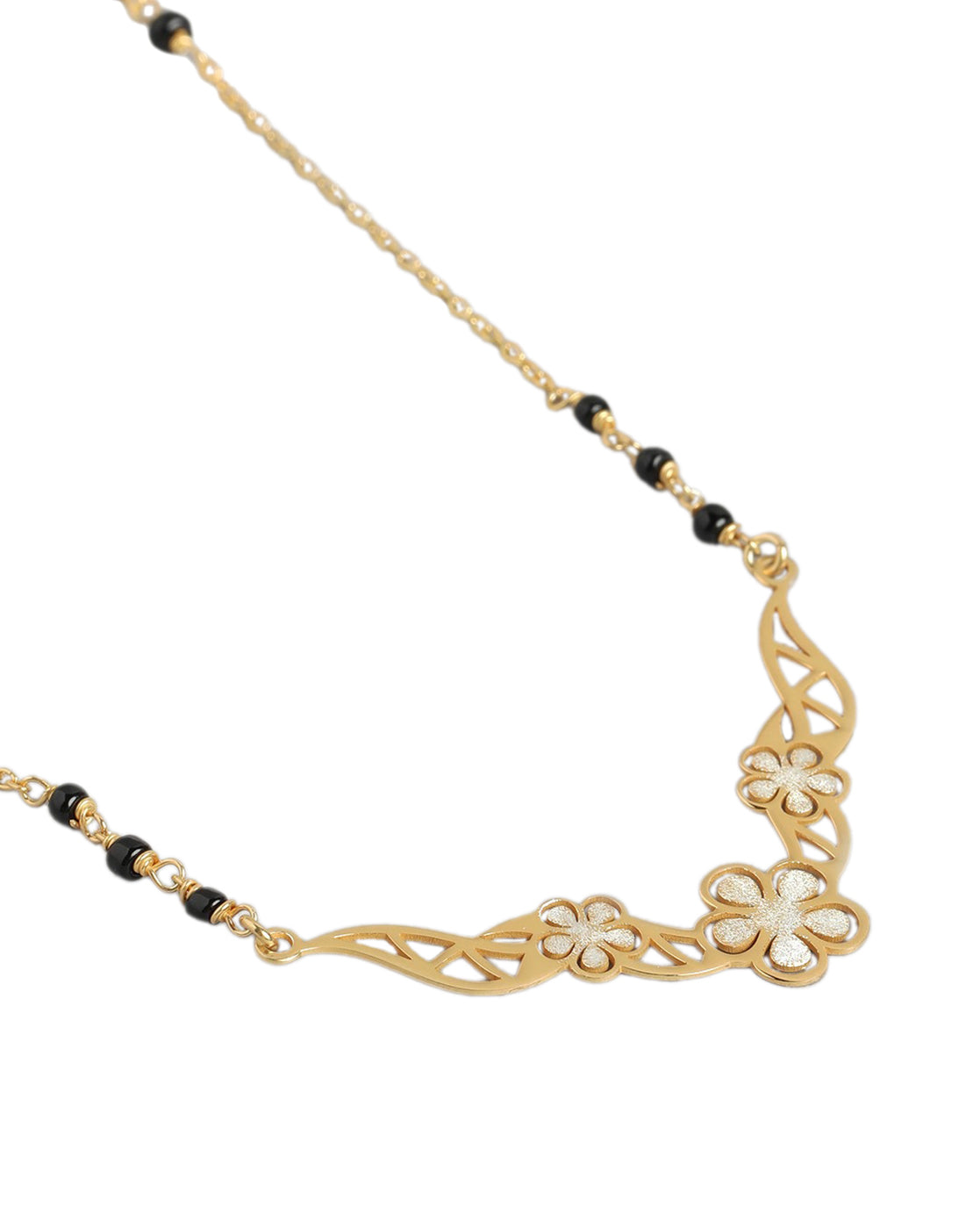 925 Sterling Silver 18kt Gold Plated with Glass Bead Floral Mangalsutra
