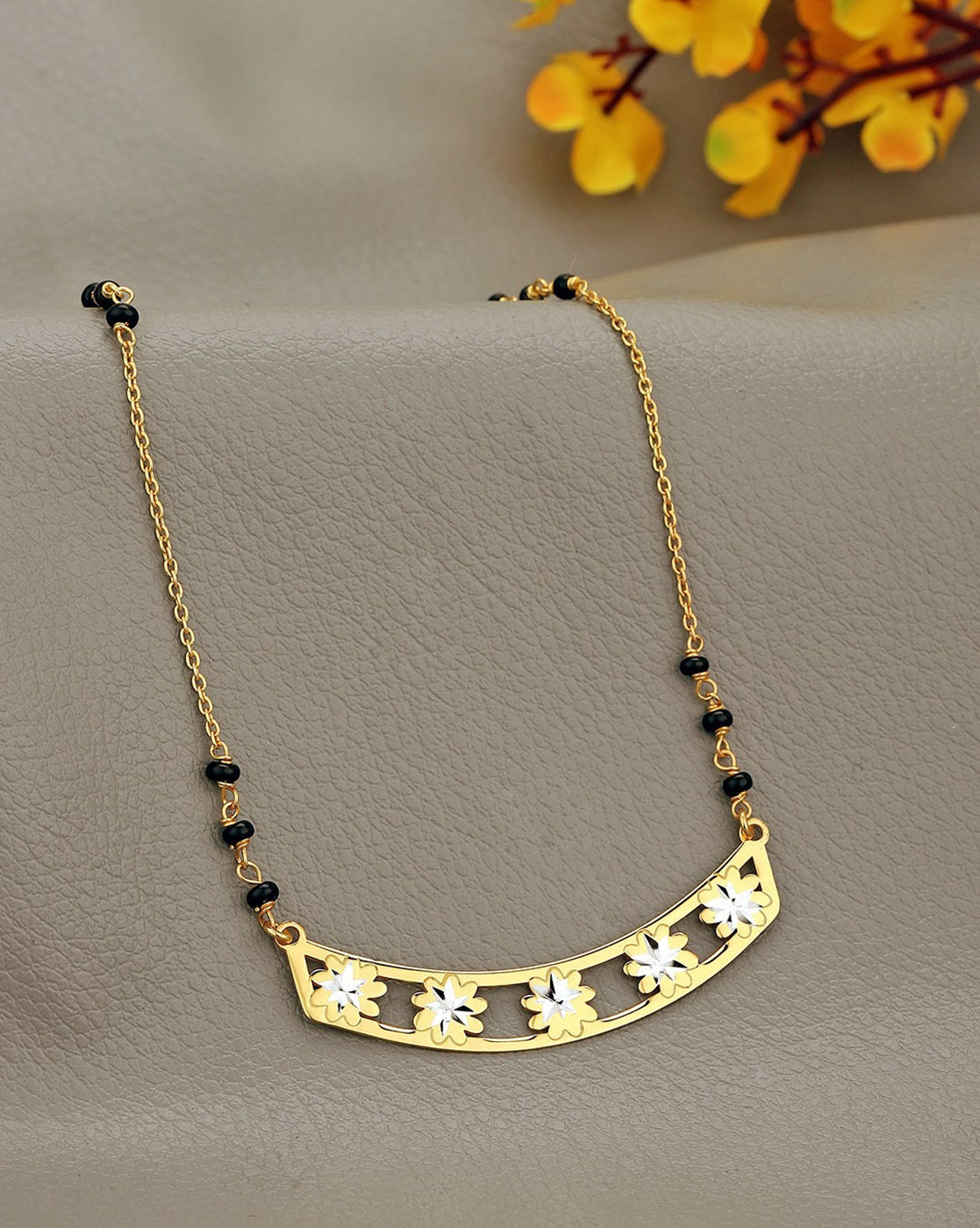925 Sterling Silver with 18kt Gold Plated and Glass Bead Mangalsutra