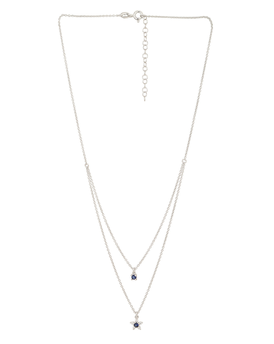 925 Sterling Silver Rhodium Plated Double Chain Necklace