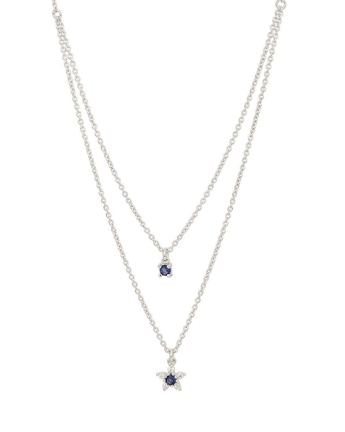 925 Sterling Silver Rhodium Plated Double Chain Necklace
