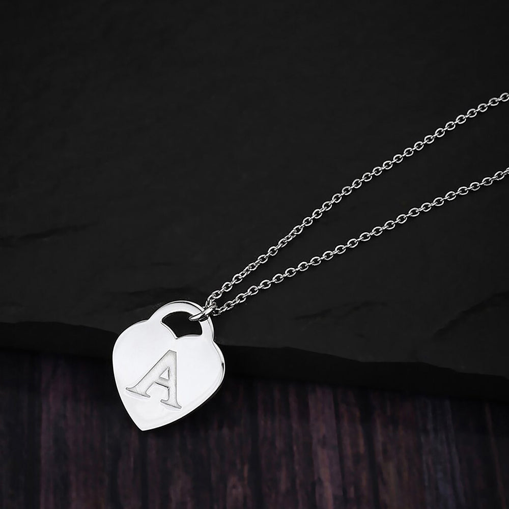 925 Sterling Silver Rhodium Plated And Alphabet Pendant With Chain For Women