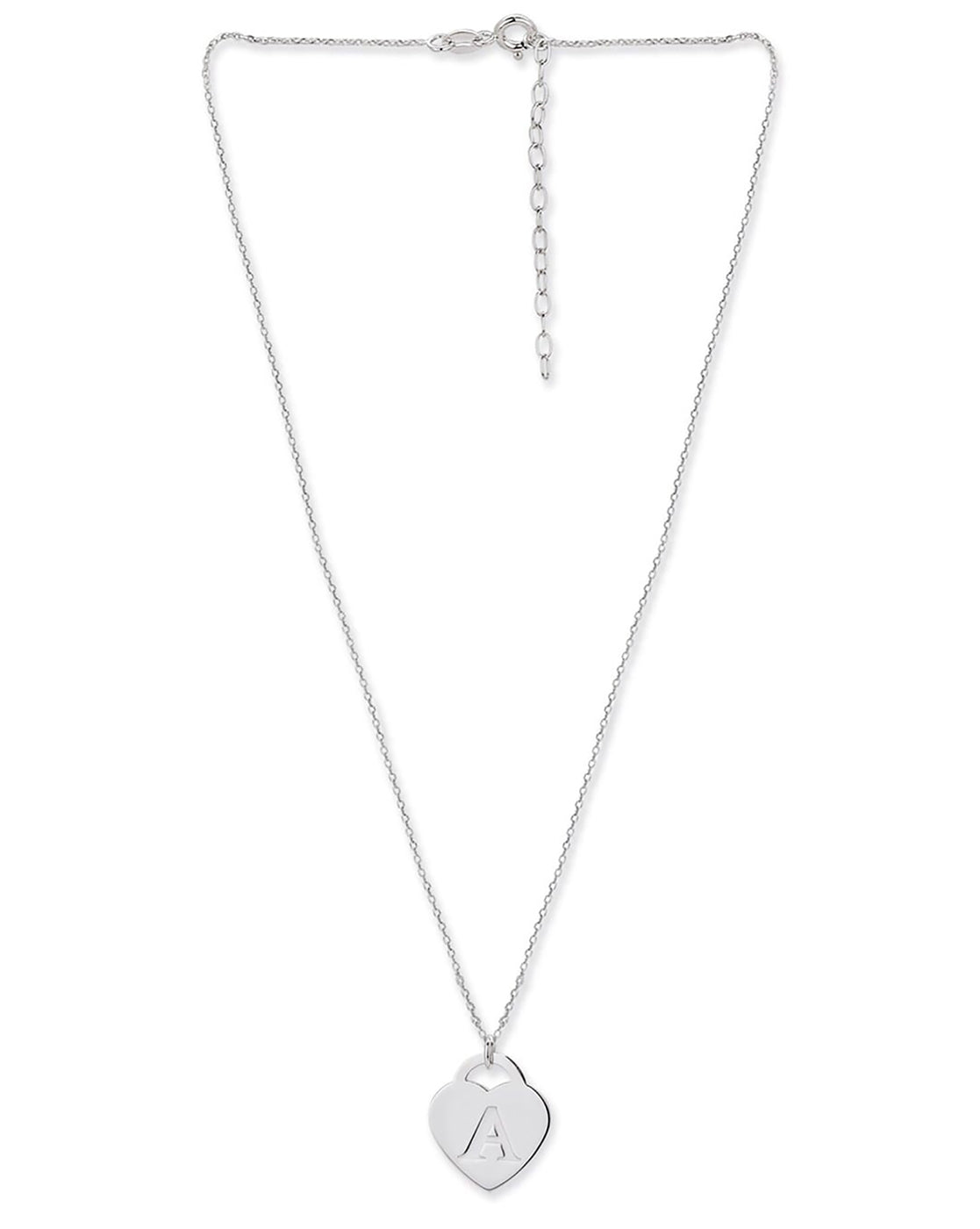 925 Sterling Silver Rhodium Plated And Alphabet Pendant With Chain For Women