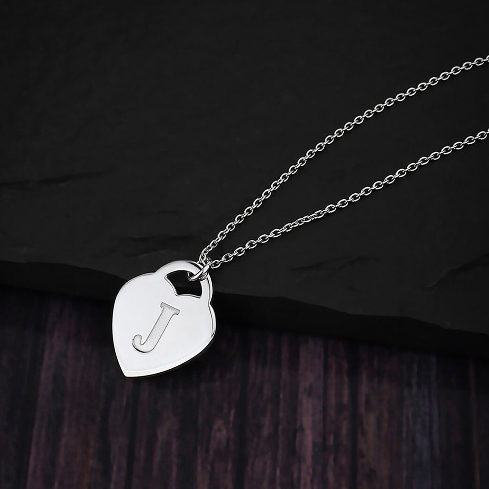 925 Sterling Silver Rhodium Plated And Alphabet Pendant With Chain For Women