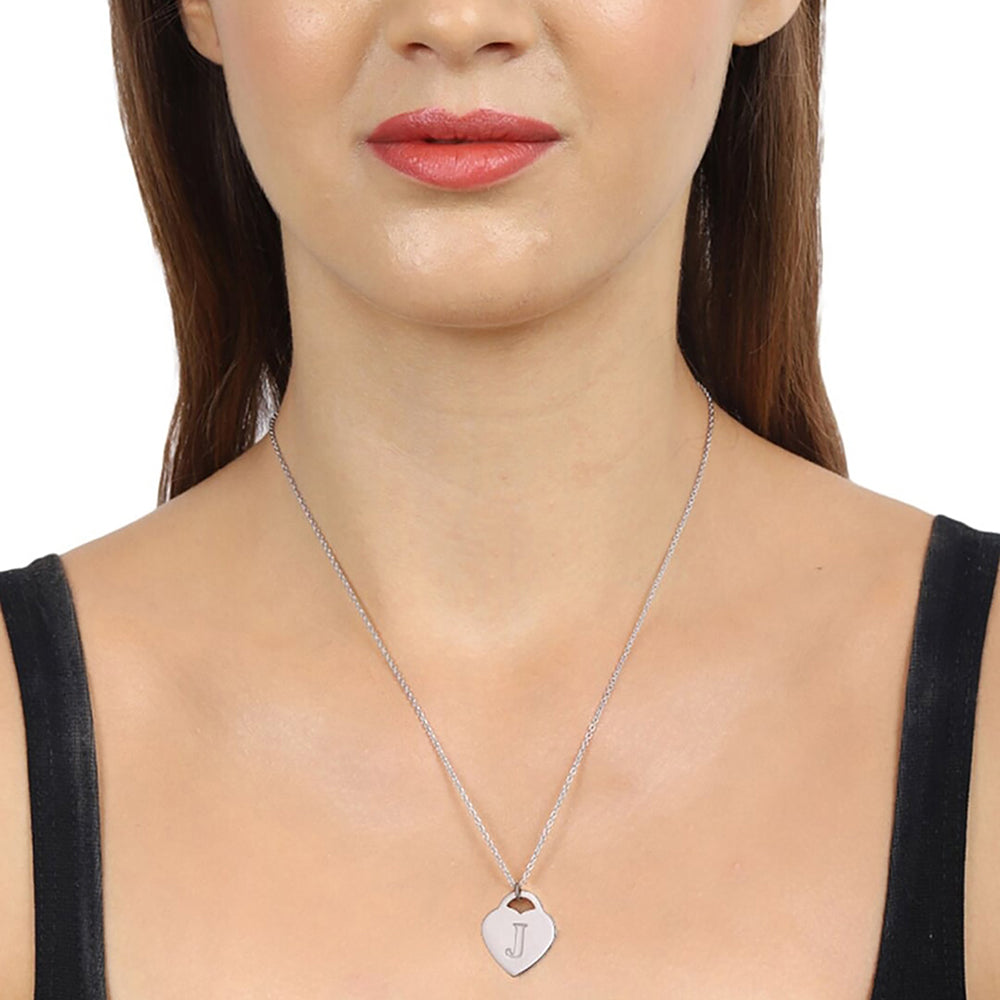 925 Sterling Silver Rhodium Plated And Alphabet Pendant With Chain For Women