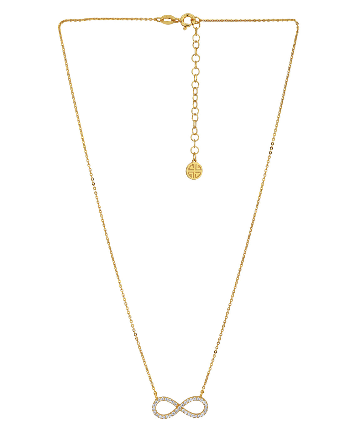 925 Sterling Silver 18kt Gold Plated with CZ Infinity Necklace for women