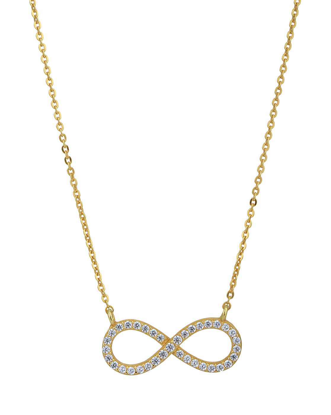 925 Sterling Silver 18kt Gold Plated with CZ Infinity Necklace for women