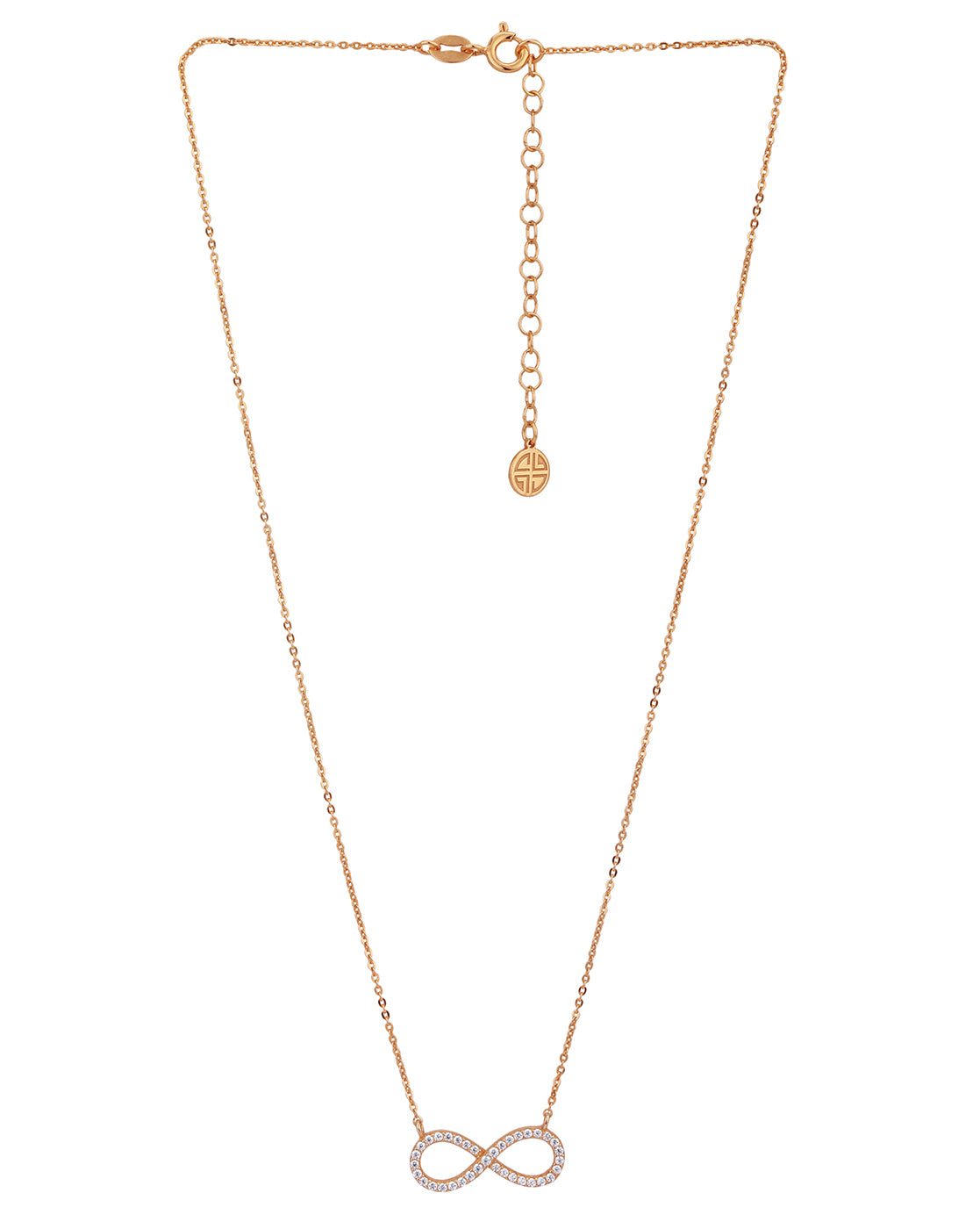 925 Sterling Silver 18kt Rose Gold Plated with CZ Infinity Necklace for women