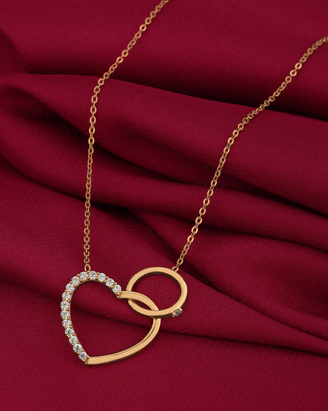 925 Sterling Silver 18kt Rose Gold Plated with CZ Heart Necklace for women