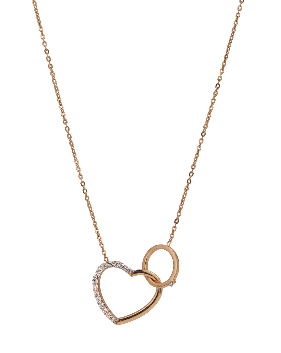 925 Sterling Silver 18kt Rose Gold Plated with CZ Heart Necklace for women