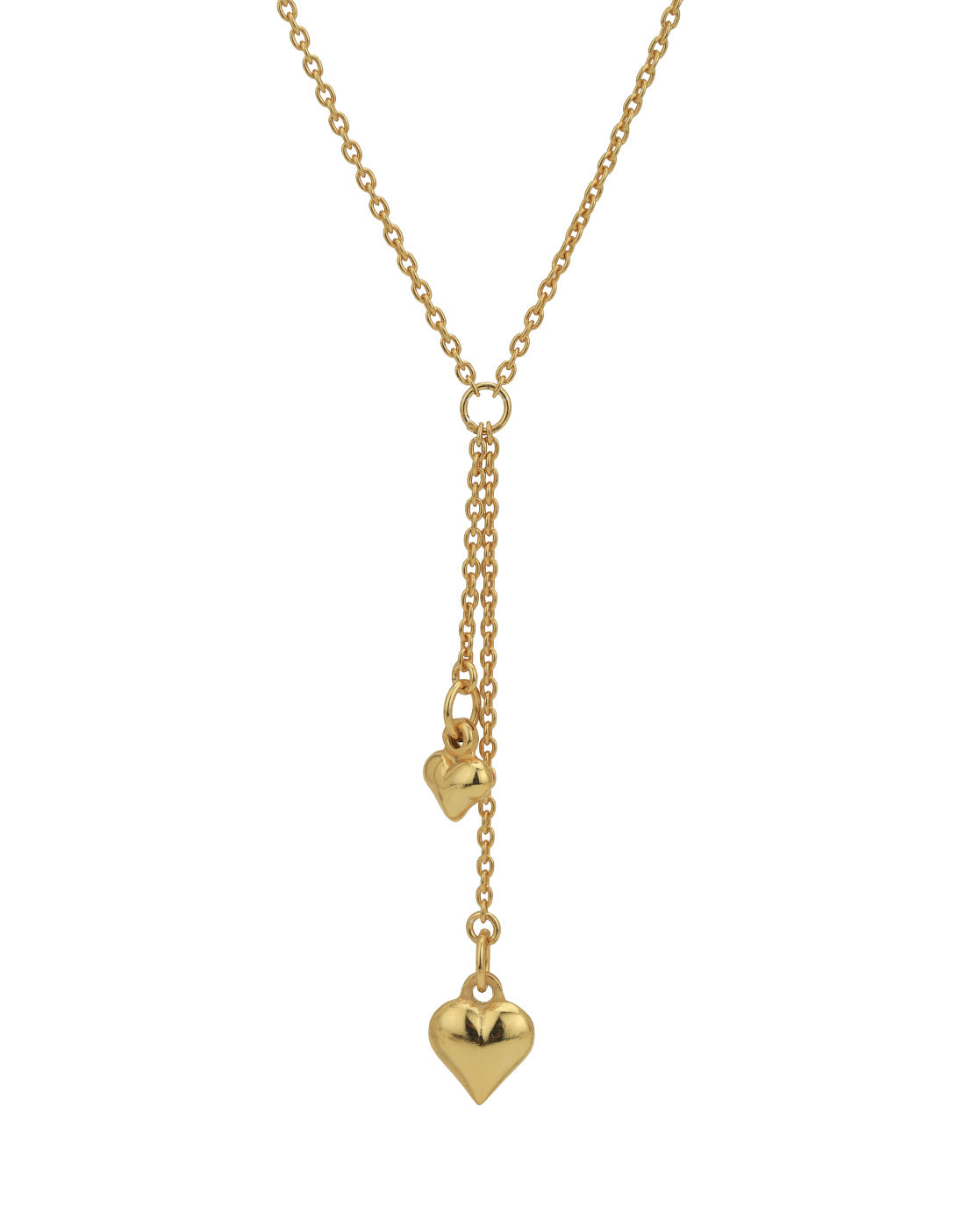 925 Sterling Silver 18kt Gold Plated Dangling Heart with Chain Lariat Necklace for women
