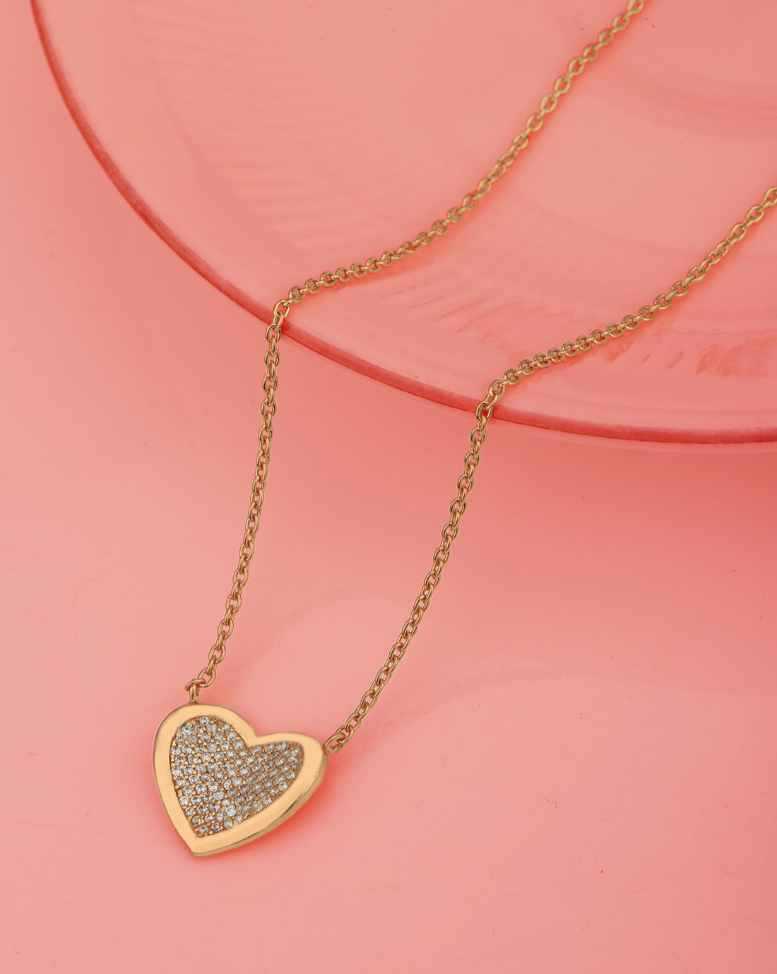 925 Sterling Silver 18kt Rose Gold Plated with CZ Heart Necklace for women