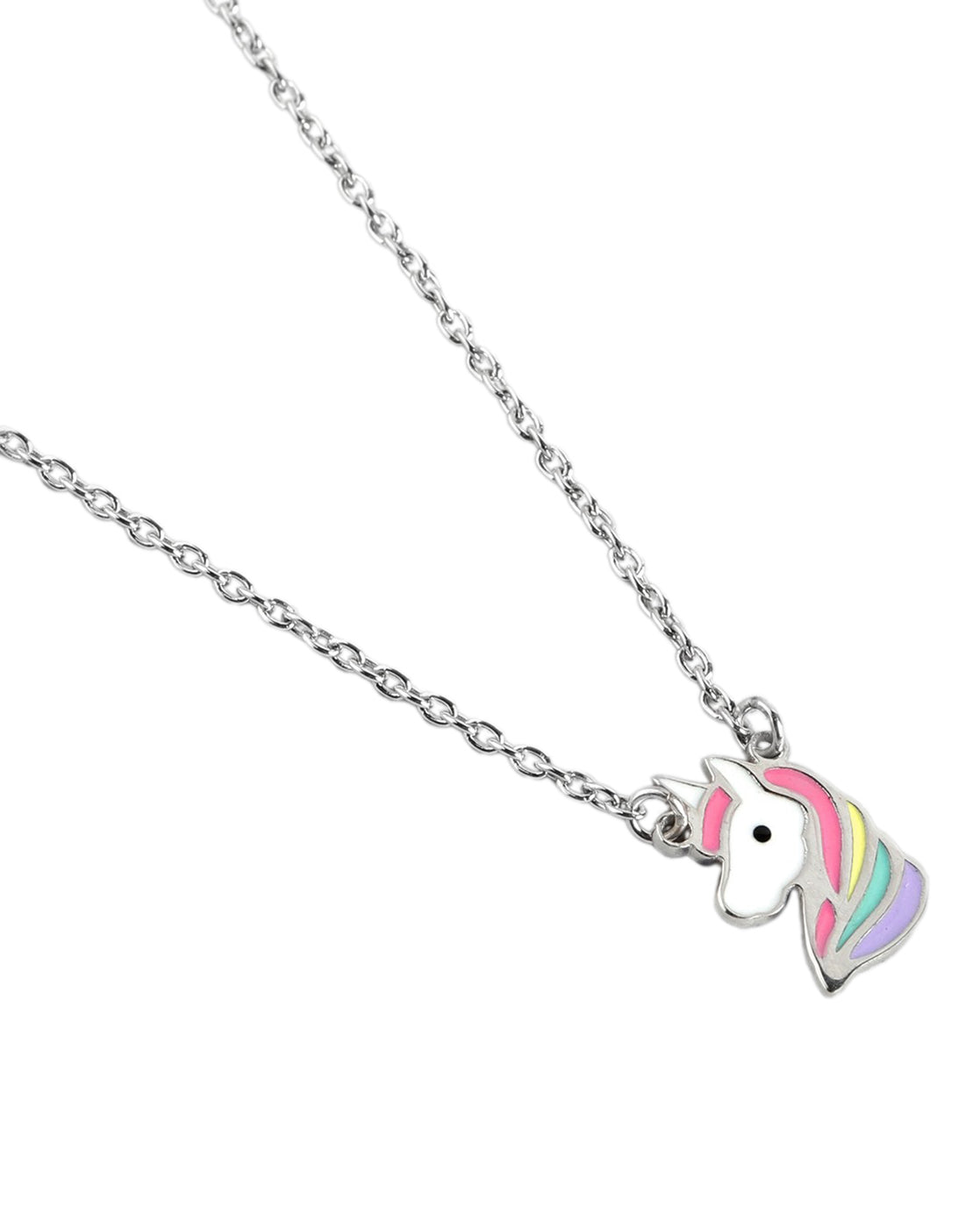 925 Sterling Silver Rhodium Plated with Enamel Unicorn Pendant and Chain