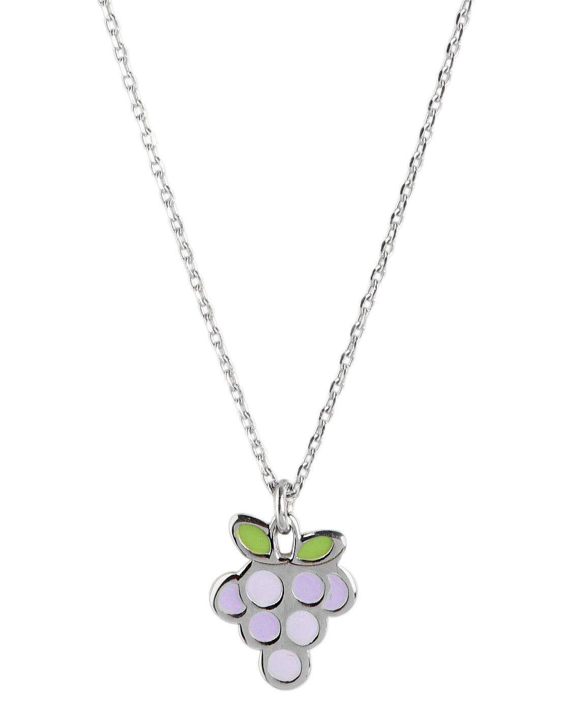 925 Sterling Silver Rhodium Plated Enamel Grape Necklace