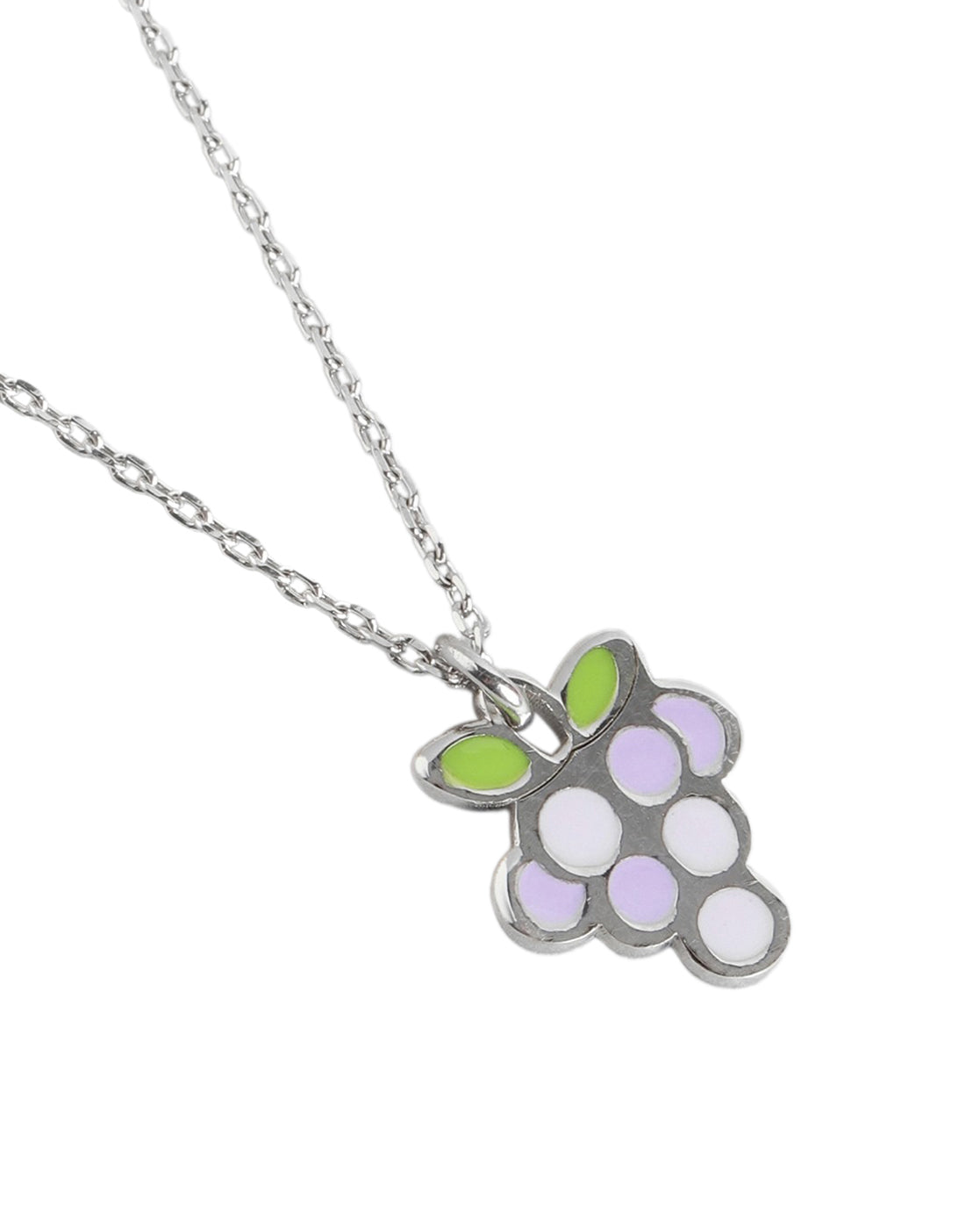 925 Sterling Silver Rhodium Plated Enamel Grape Necklace