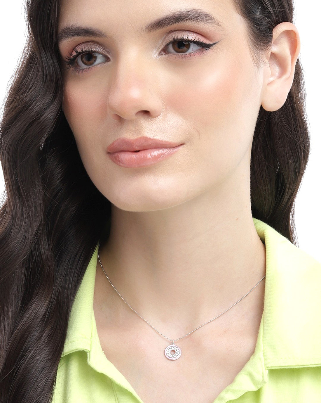 925 Sterling Silver Rhodium Plated Enamel Doughnut Necklace