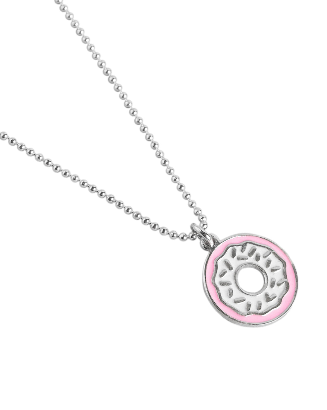 925 Sterling Silver Rhodium Plated Enamel Doughnut Necklace