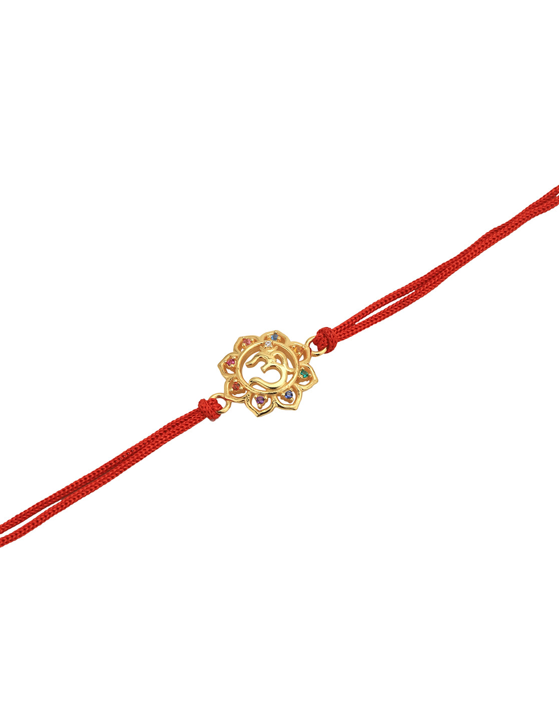 925 Sterling Silver 18kt Gold Plated with CZ Om Floral Rakhi for men