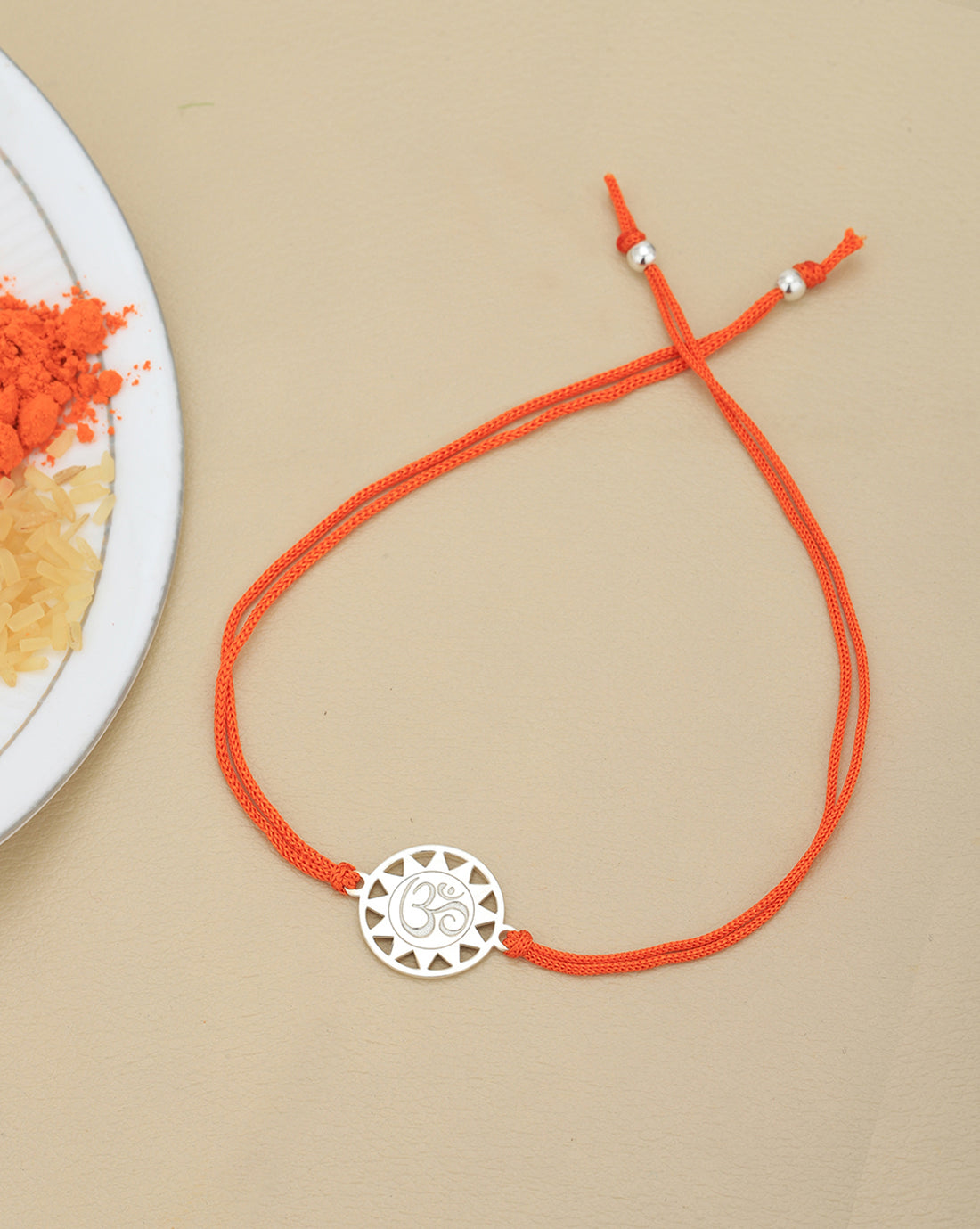 925 Sterling Silver Rhodium Plated Om Floral Rakhi for men
