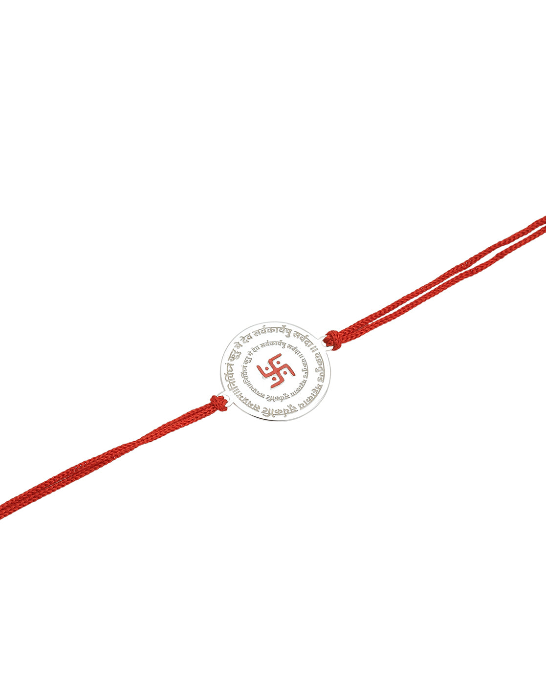 925 Sterling Silver Rhodium Plated Swastik with Enamel Rakhi for men