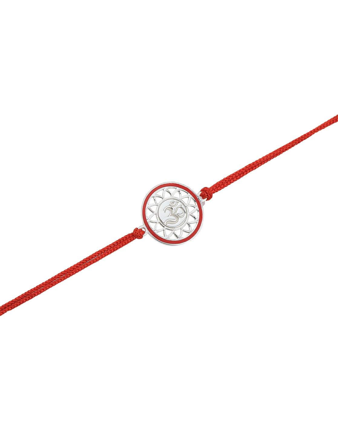 925 Sterling Silver Rhodium Plated Om with Enamel Rakhi for men