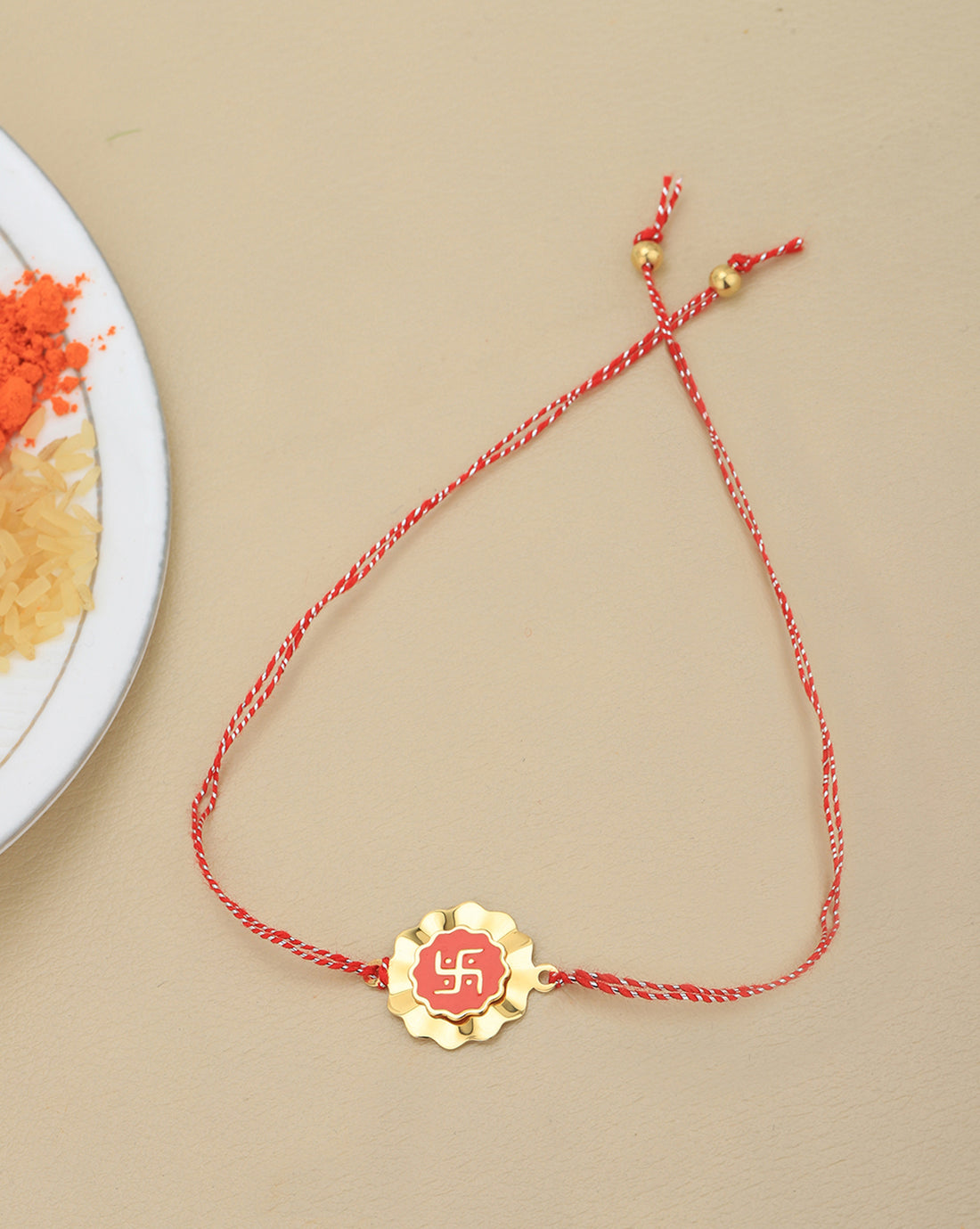 925 Sterling Silver 18kt Gold Plated Swastik with Enamel Rakhi for men