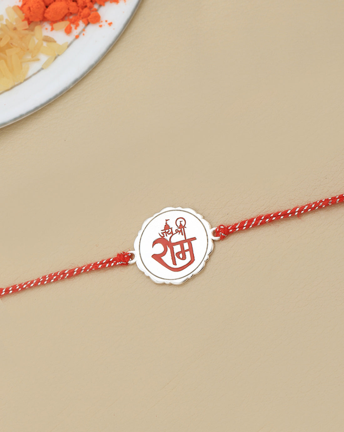 925 Sterling Silver Rhodium Plated Engrave Rama Rakhi for men