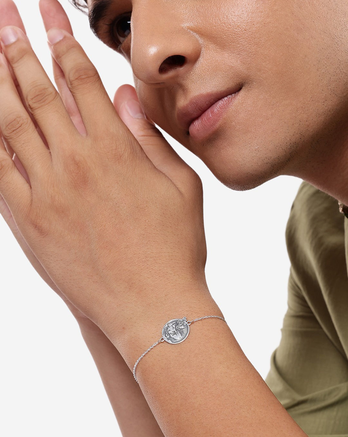 925 Sterling Silver Engrave and Silver Plated Lord Angry Hanuman Oxidised Rakhi