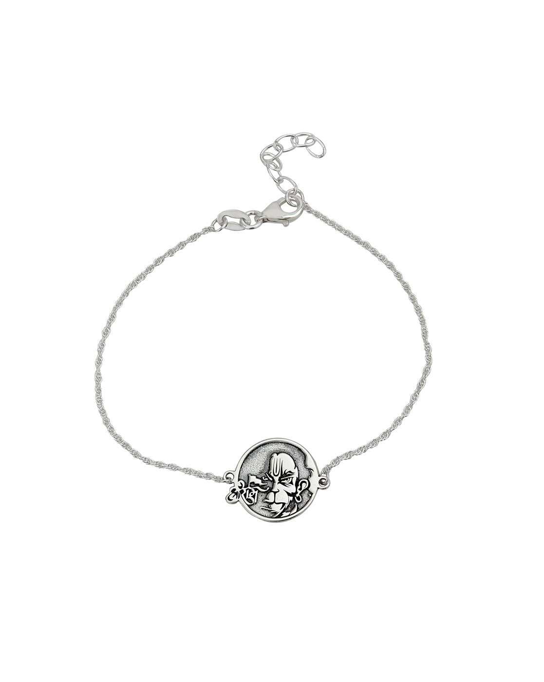 925 Sterling Silver Engrave and Silver Plated Lord Angry Hanuman Oxidised Rakhi