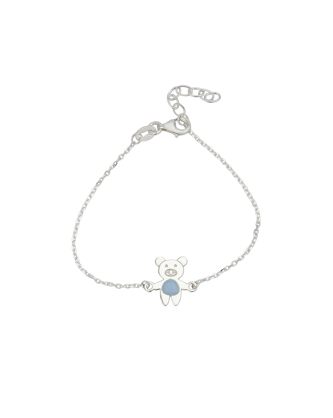 925 Pure Sterling Silver Enamel and Silver Plated Teddy Bear Charm Rakhi