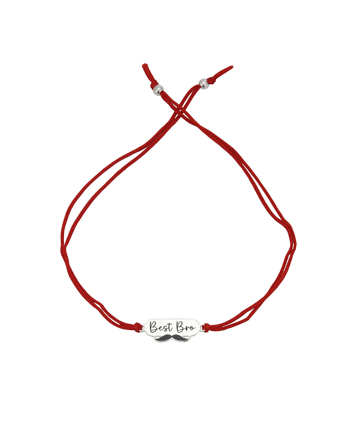 925 Pure Sterling Silver Engrave Best Brother and Silver Plated Enamel Mustache Rakhi