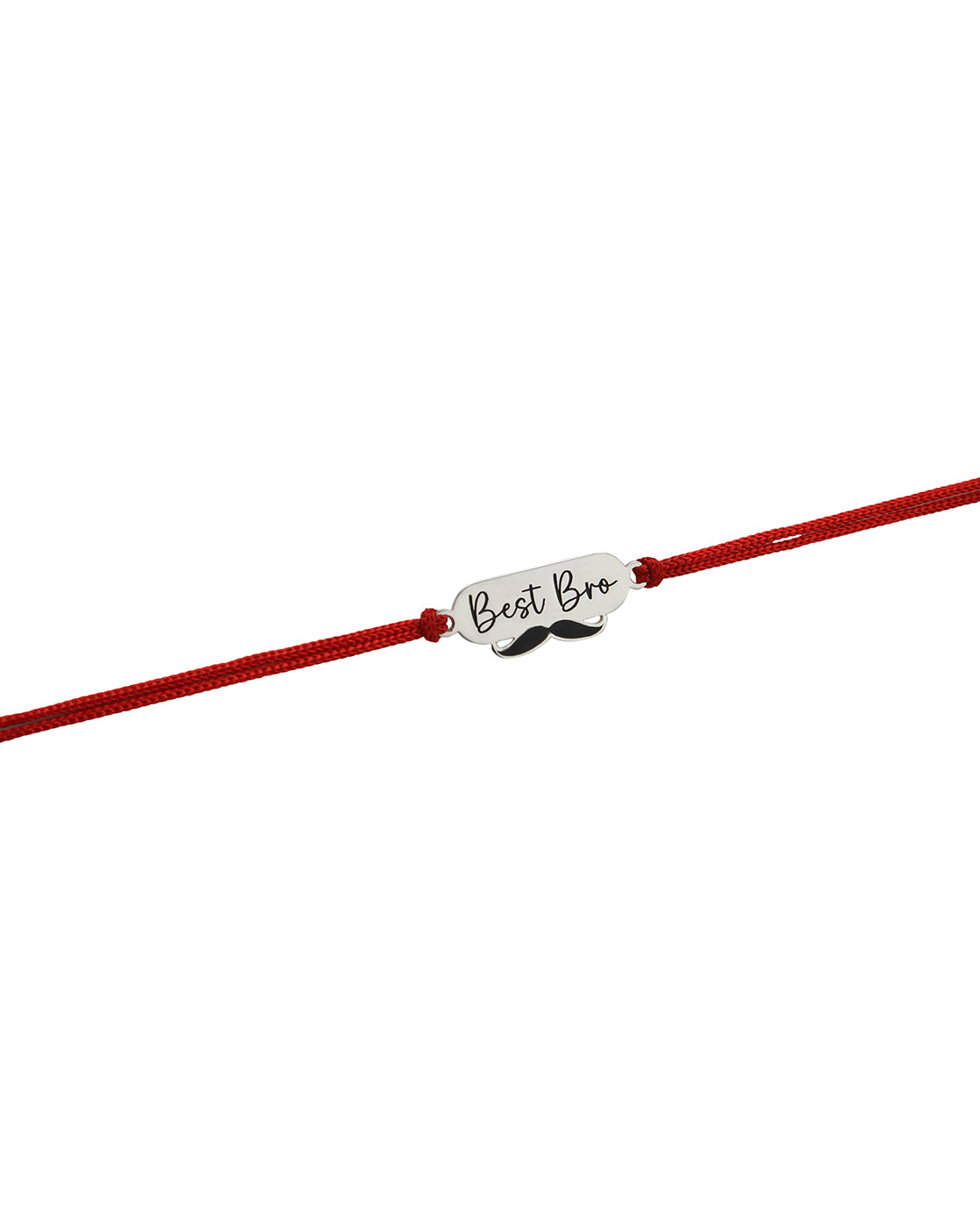 925 Pure Sterling Silver Engrave Best Brother and Silver Plated Enamel Mustache Rakhi