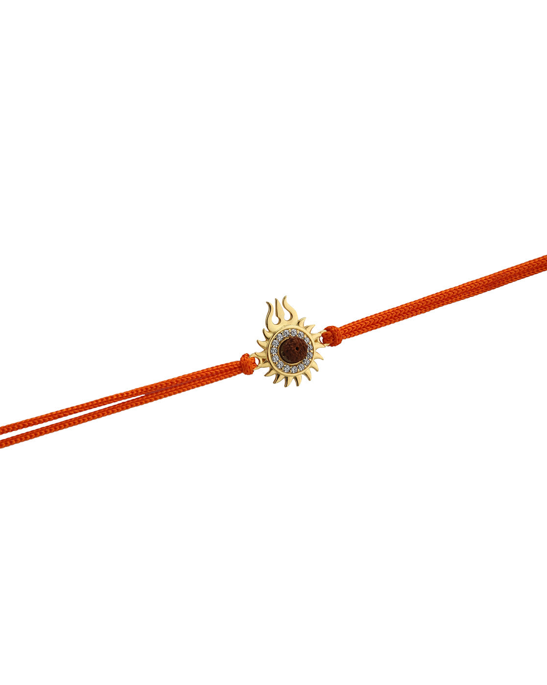 925 Sterling Silver 18kt Gold Plated and SUN-Trishul-Rudraksha Rakhi for men