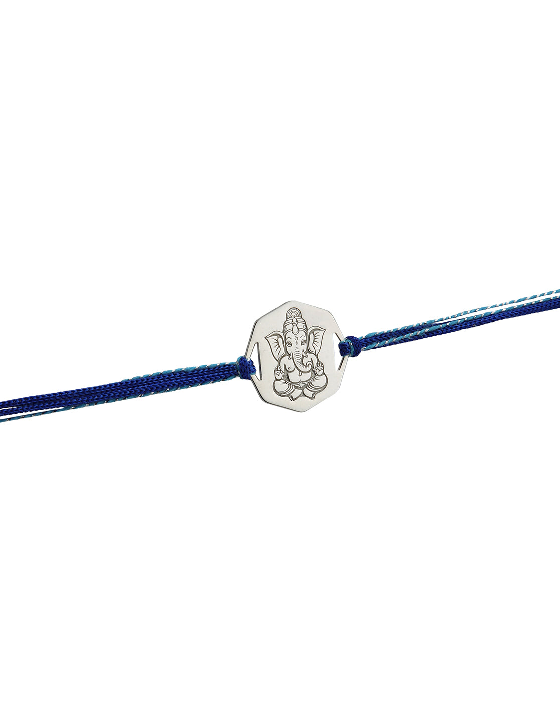 925 Sterling Silver Rhodium Plated Engrave Lord Ganesha Rakhi for men