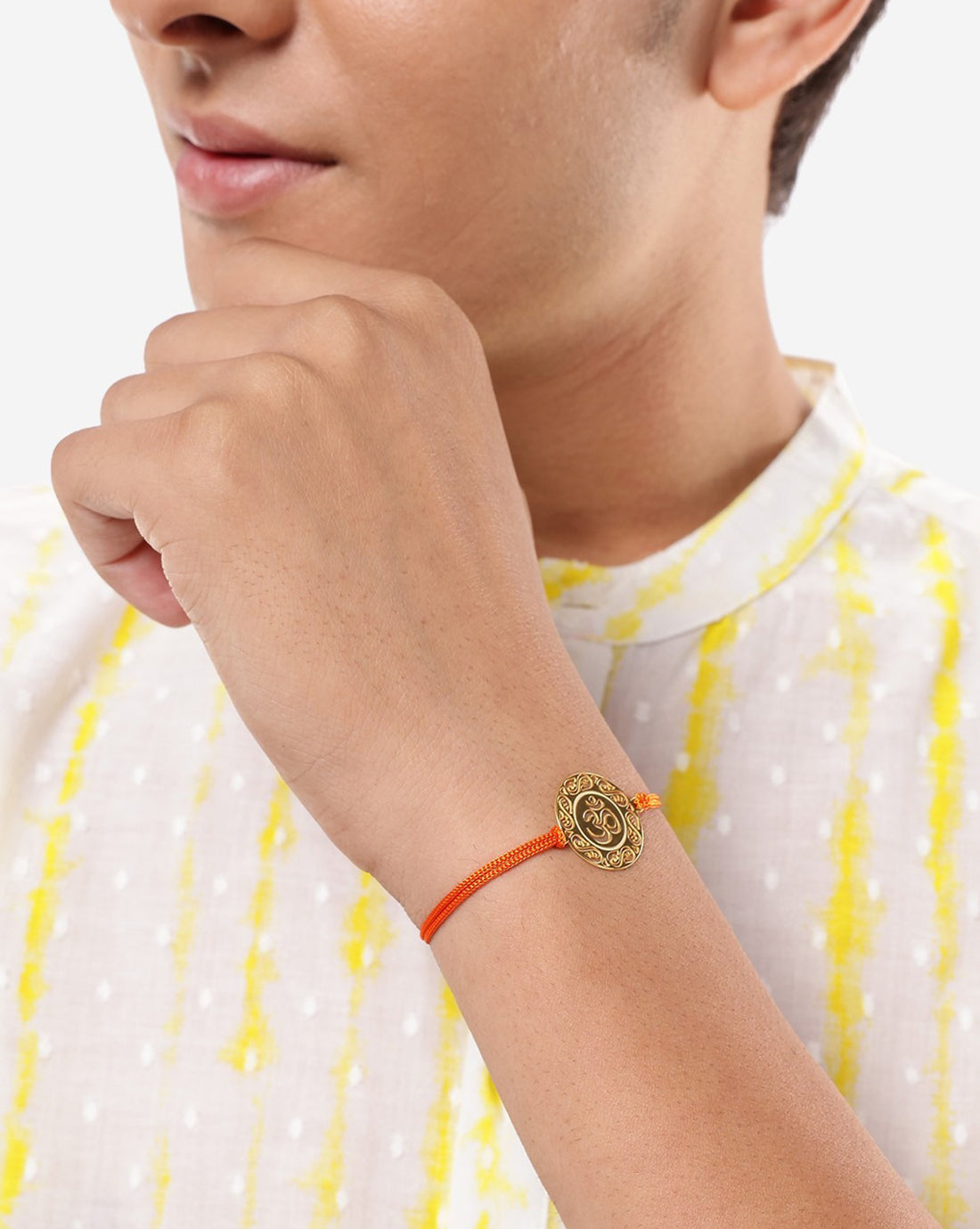 925 Sterling Silver 18kt Gold Plated OM Rakhi for men