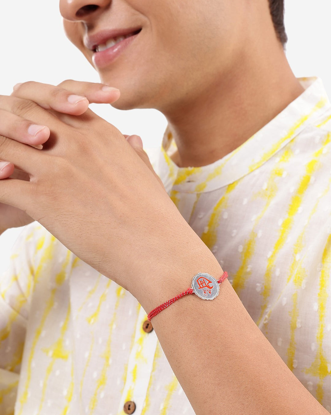 925 Sterling Silver Rhodium Plated Enamel Jai Shree Ram Rakhi for men