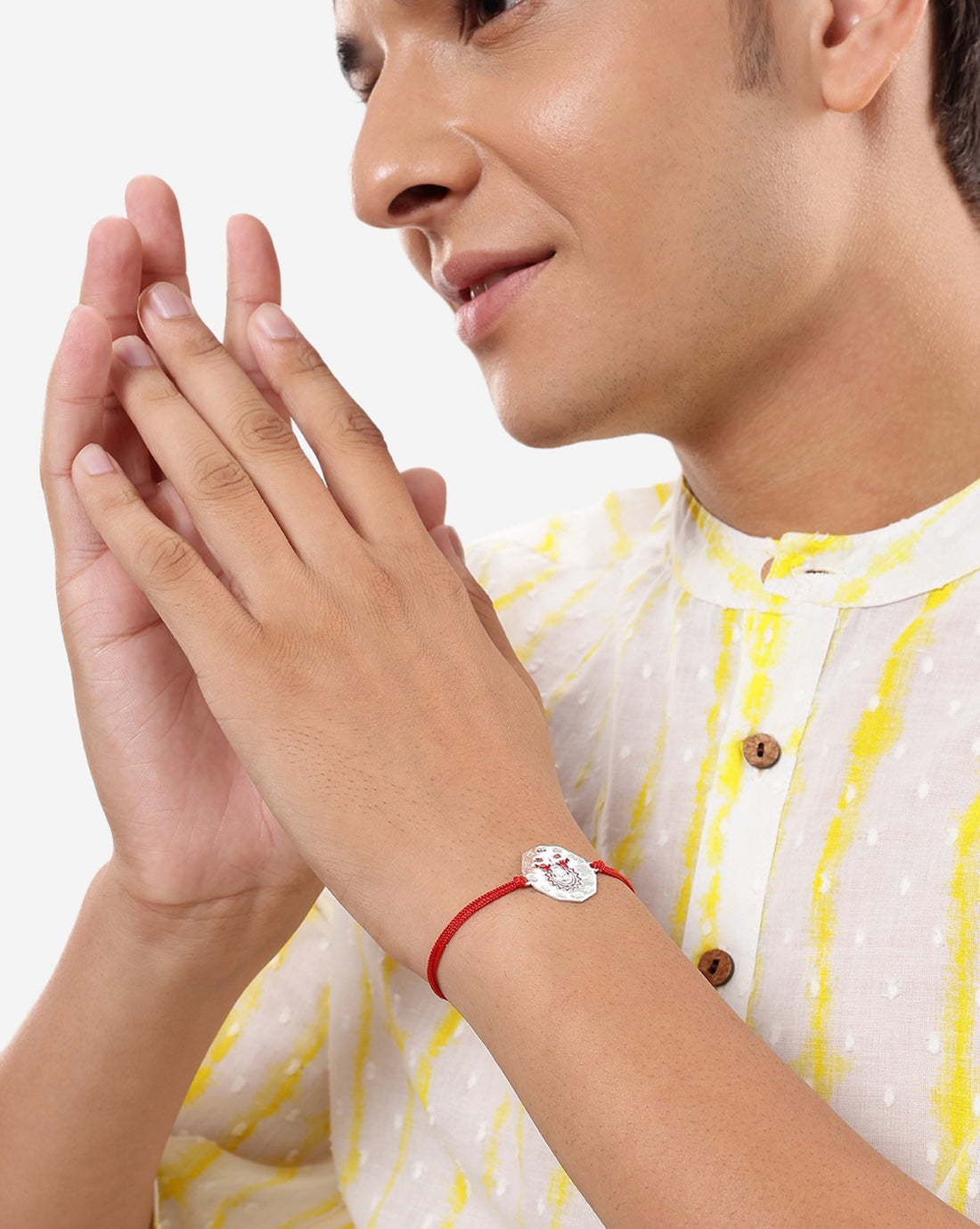 925 Sterling Silver Rhodium Plated Enamel Lord Hanuman Engrave Ram Rakhi for men