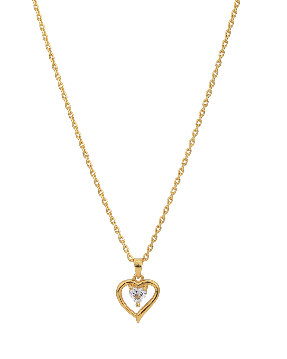 925 Sterling Silver 18kt Gold Plated with CZ Heart Necklace and Earring for women