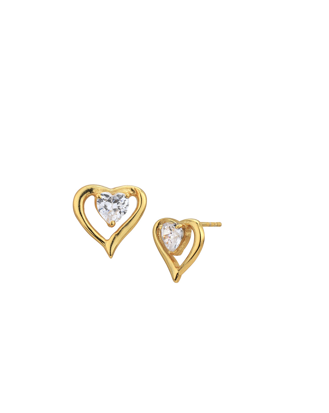 925 Sterling Silver 18kt Gold Plated with CZ Heart Necklace and Earring for women