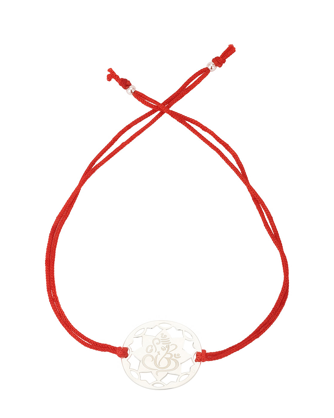 Carlton London Men Silver-Toned Red Ethnic 925 Sterling Silver Rakhi