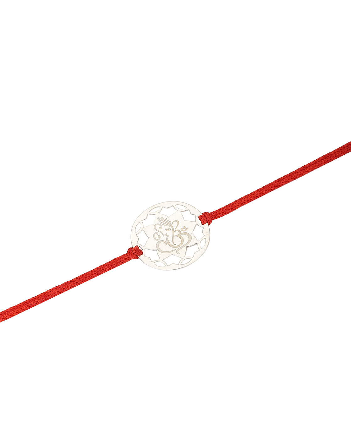 Carlton London Men Silver-Toned Red Ethnic 925 Sterling Silver Rakhi