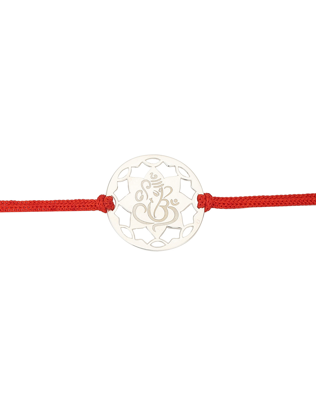 Carlton London Men Silver-Toned Red Ethnic 925 Sterling Silver Rakhi