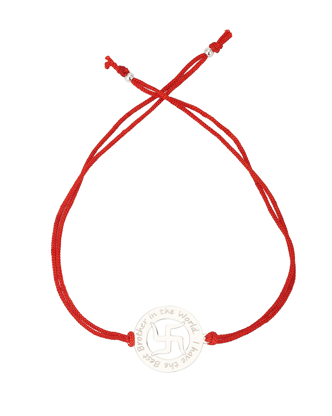 Carlton London Men Silver-Toned Red Typography Engraved 925 Sterling Silver Rakhi