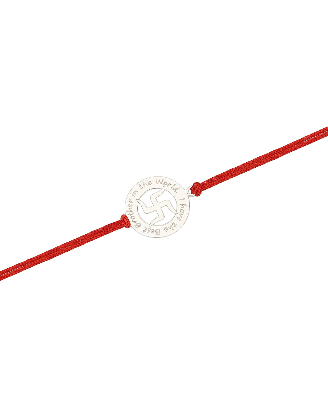 Carlton London Men Silver-Toned Red Typography Engraved 925 Sterling Silver Rakhi