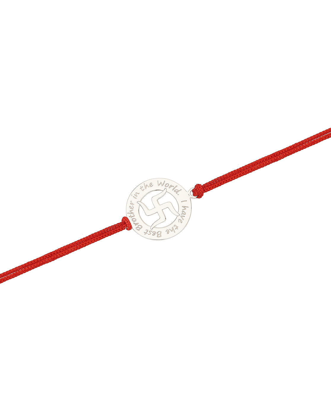 Carlton London Men Silver-Toned Red Typography Engraved 925 Sterling Silver Rakhi