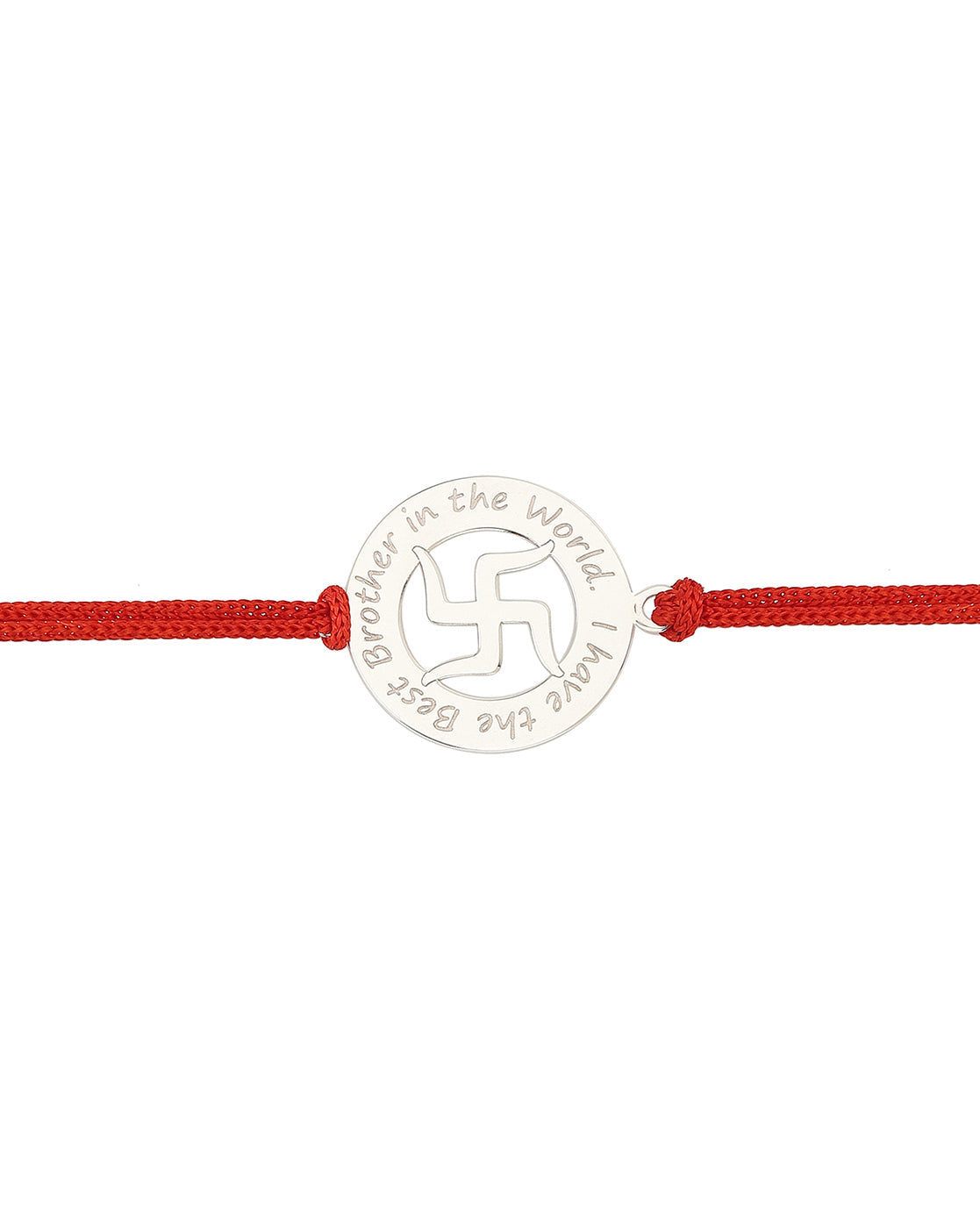 Carlton London Men Silver-Toned Red Typography Engraved 925 Sterling Silver Rakhi