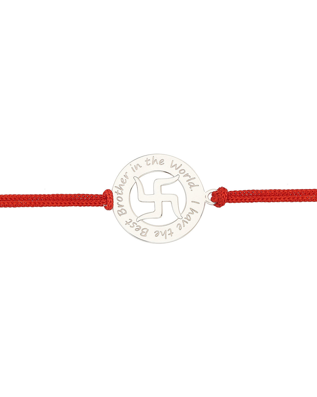 Carlton London Men Silver-Toned Red Typography Engraved 925 Sterling Silver Rakhi